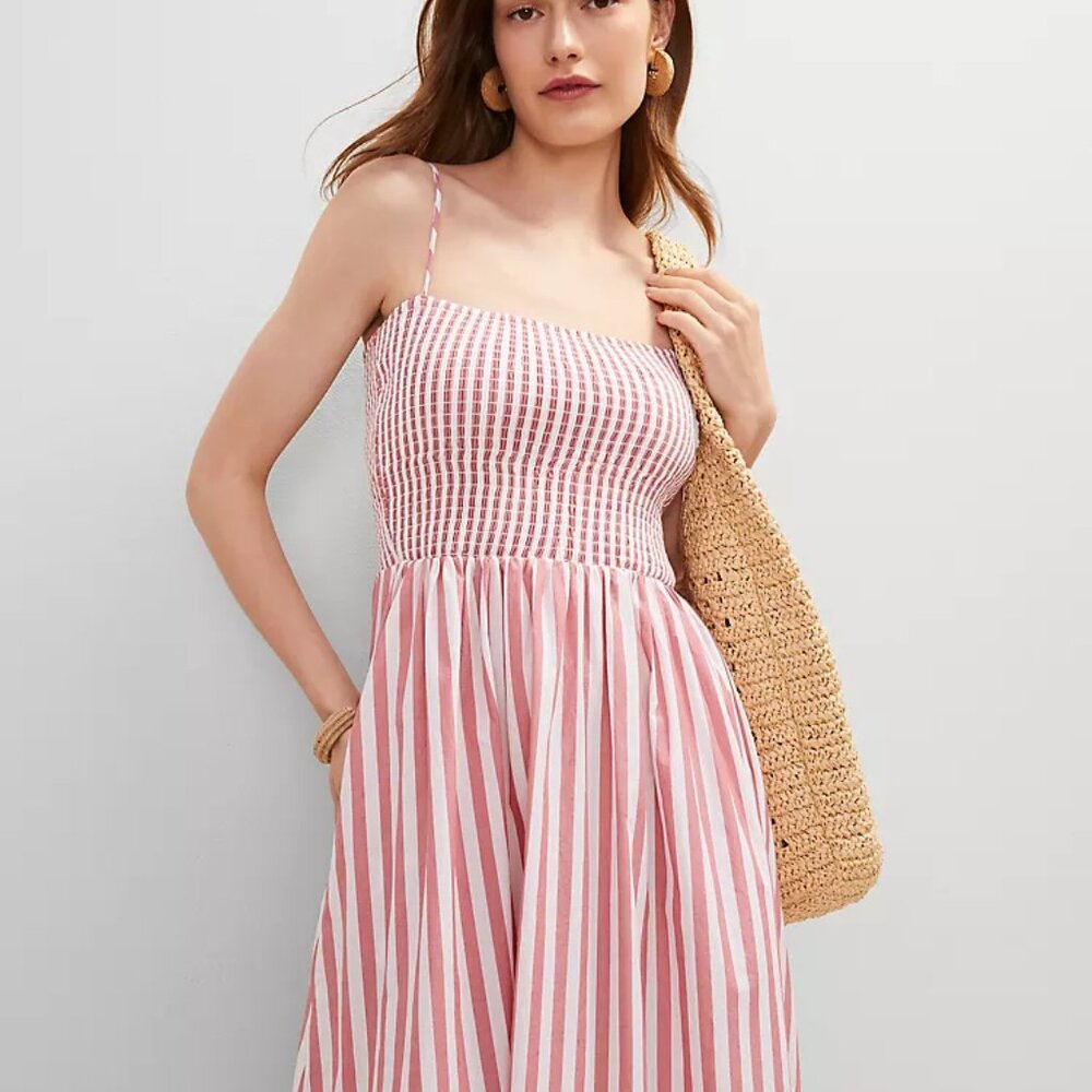 NWT Ann Taylor Petite Striped Maxi Flare Dress 12P